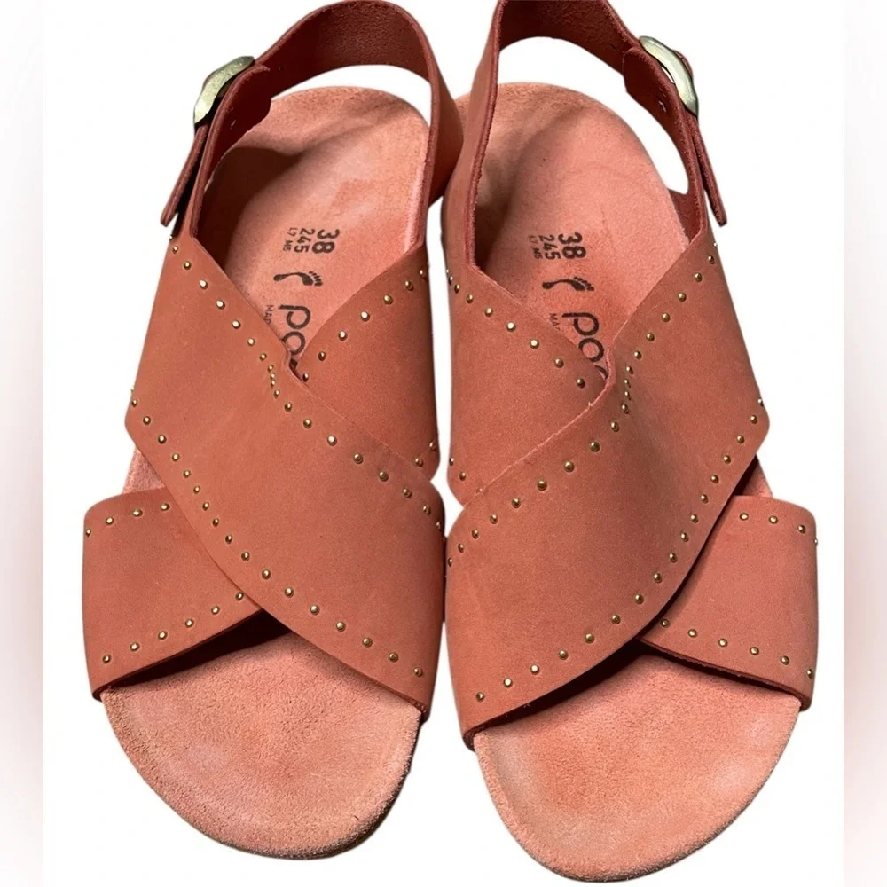 Birkenstock Papillio Samira Rivets Sandal Size 38 / US 7 Wedge Heel Earth Red